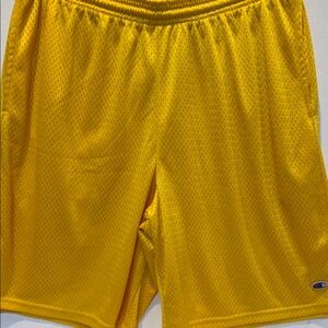 Champion Men’s Yellow Mesh Athletic Basketball Shorts